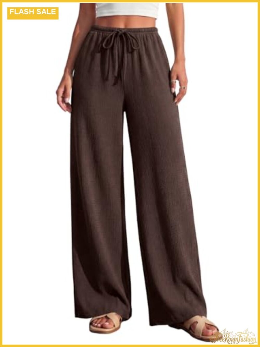 Wide Leg Pants High Waist Lounge Trousers with Pockets Flowy Palazzo Pants